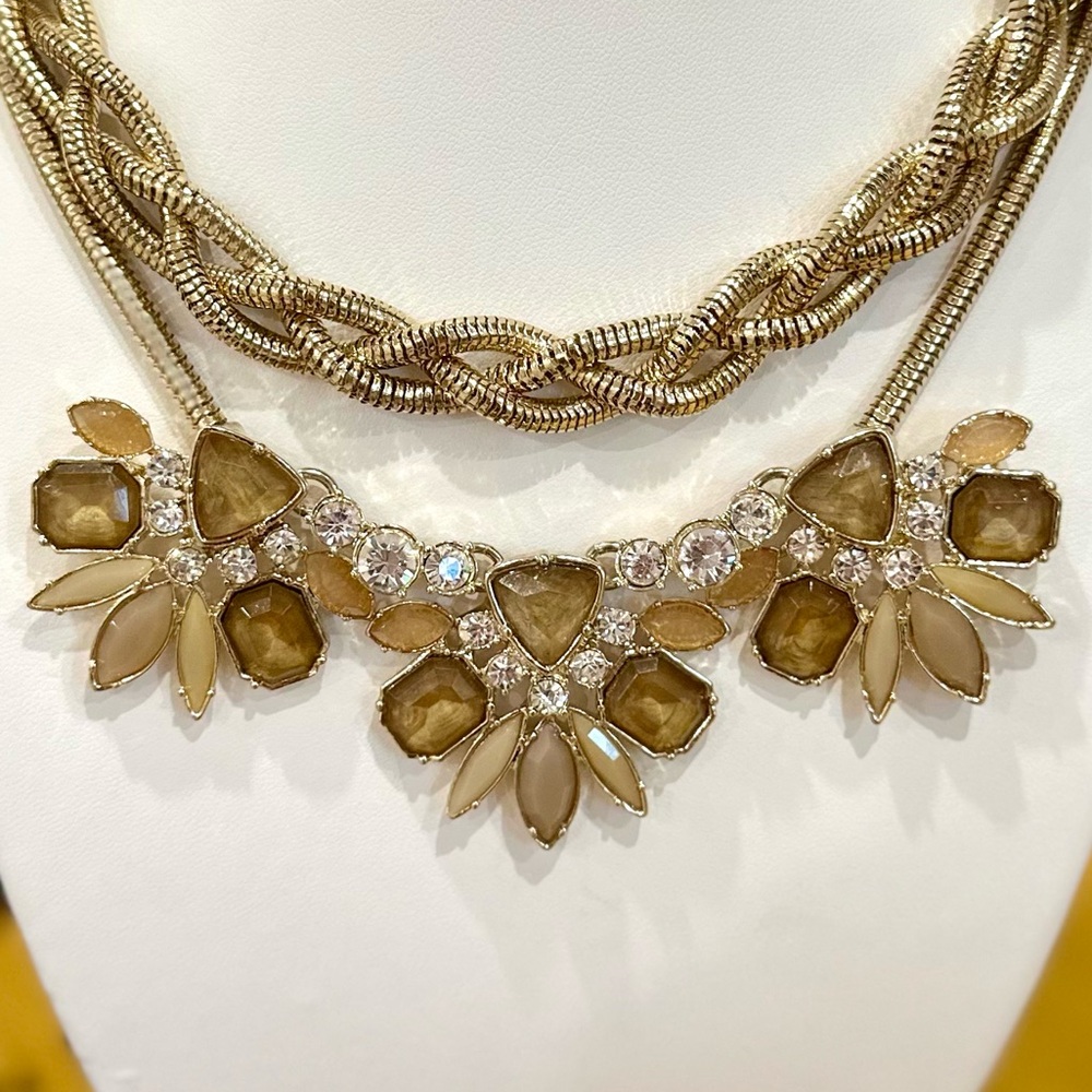 Ann Taylor Gemstone Statement Necklace - Brown/Ta… - image 4